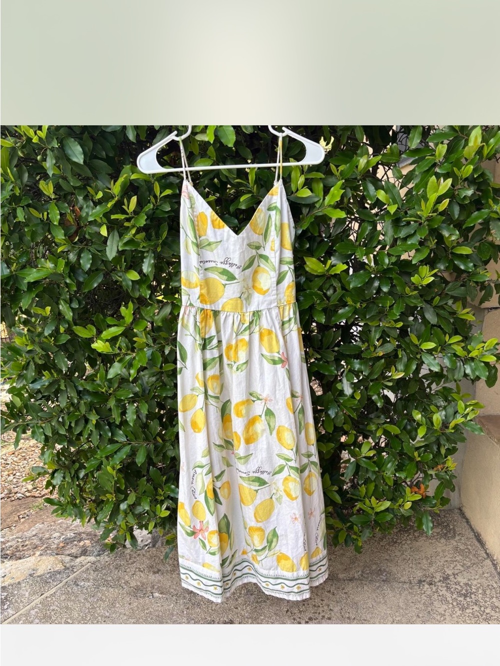 H&M Lemon Print Spaghetti Strap Maxi Dress - Yellow/Green